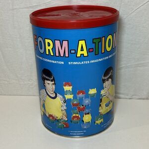 1974 Form-A-Tions Formations Building Blocks Toys Tube USA T-I Toys